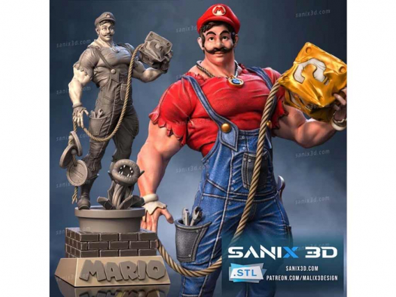 3D gedruckte Mario Figur zum Bemalen