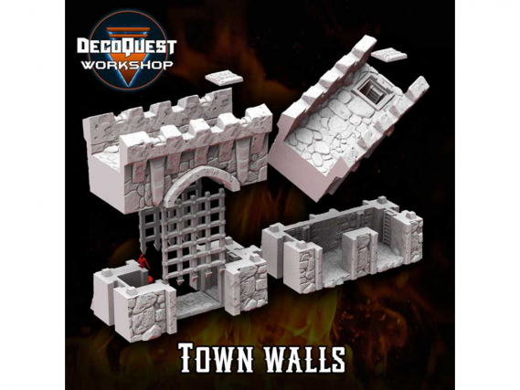 3D gedrucktes Tabletop Gelände - Medieval City - Town Walls