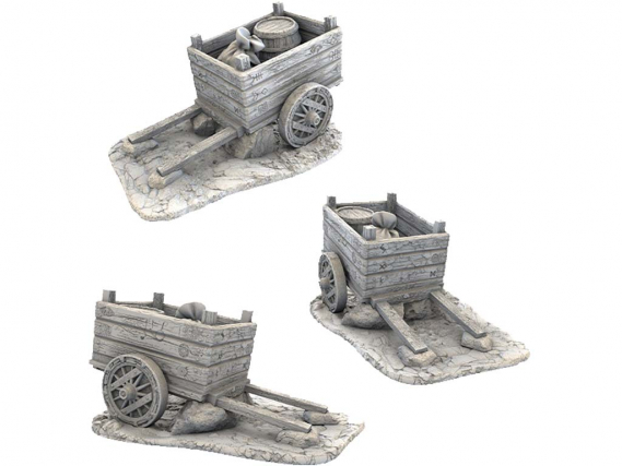 Dwarf City - Merchant Carts - 3D Printed Terrain