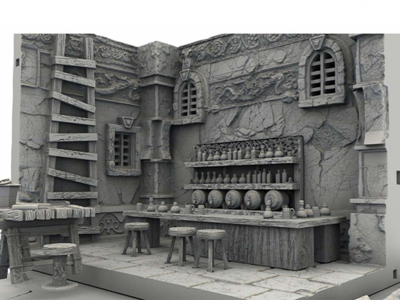 Dwarf City - The Tavern of the Drunk Dwarf - 3D Printed Terrain