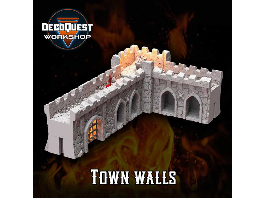 3D gedrucktes Tabletop Gelände - Medieval City - Town Walls