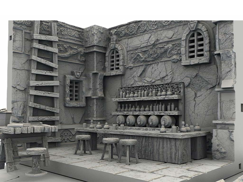 Dwarf City - The Tavern of the Drunk Dwarf - 3D Printed Terrain